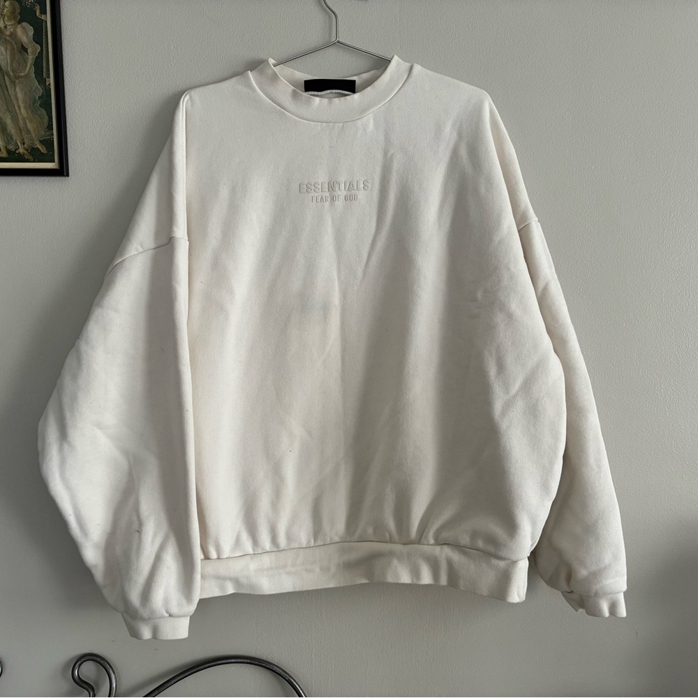 Essentials Fear of God Oversized Crewneck Sweatshirt in Cream
